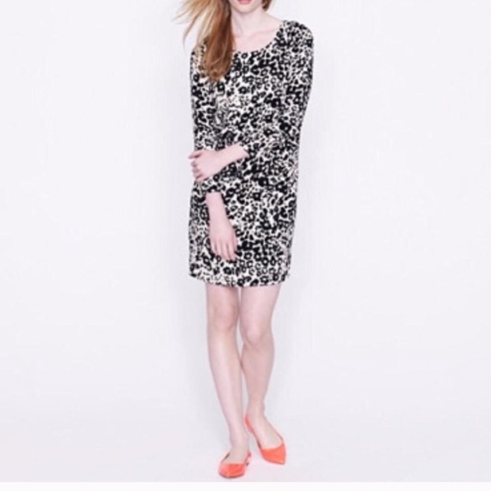 J. Crew Jules Shift Dress in Snowcat Print Size 0